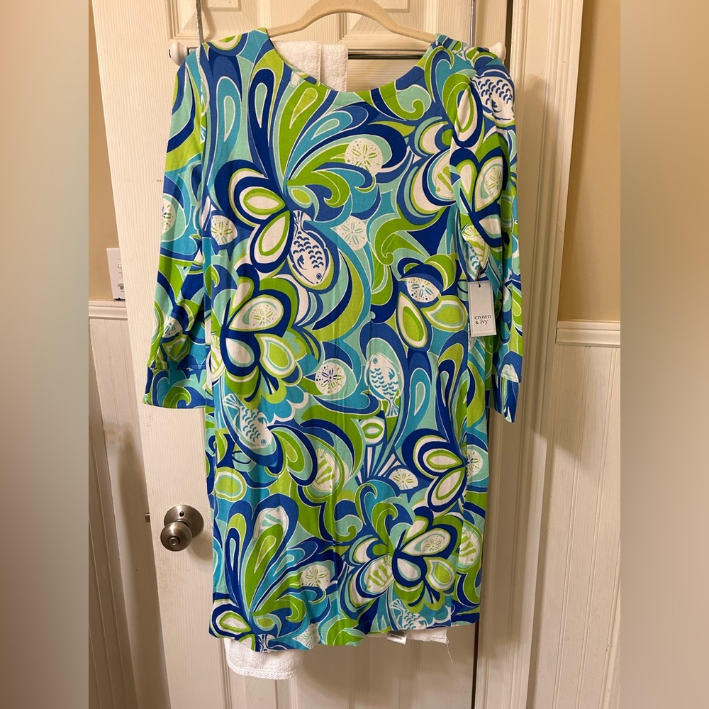 NWT Crown & Ivy beach sea swirl dress